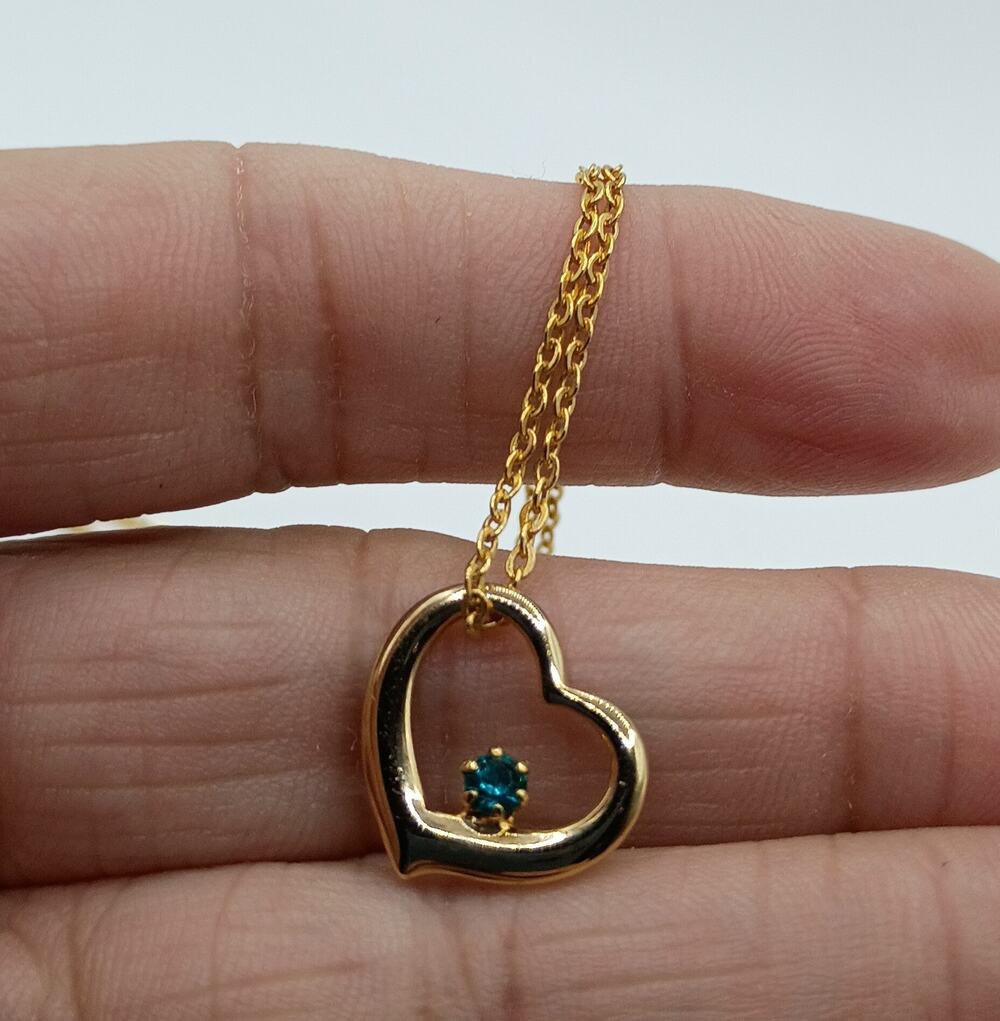 Heart Birthstone Necklace – December Blue